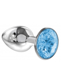 Малая серебристая анальная пробка Diamond Light blue Sparkle Small с голубым кристаллом - 7 см. - Lola Games - купить с доставкой в Кирове