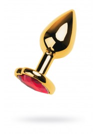 Золотистая анальная пробка с кристаллом-сердцем - 7,5 см. - ToyFa - купить с доставкой в Кирове