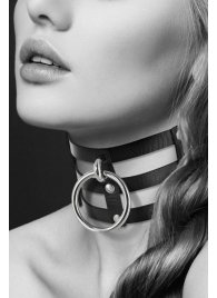 Чёрный тройной чокер с большим кольцом - Bijoux Pour Toi - купить с доставкой в Кирове