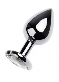 Серебристая анальная пробка с прозрачным кристаллом-сердцем - 8 см. - ToyFa - купить с доставкой в Кирове