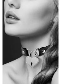 Черный чокер с замком в форме сердца - Bijoux Pour Toi - купить с доставкой в Кирове