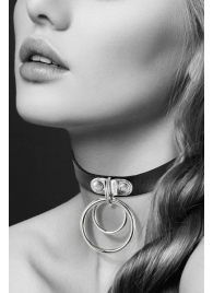 Черный чокер с двумя кольцами - Bijoux Pour Toi - купить с доставкой в Кирове