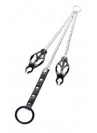 Черно-серебристые зажимы для сосков с кольцом для пениса TOYFA Metal - ToyFa - купить с доставкой в Кирове