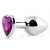 Серебристая анальная пробка с фиолетовым кристаллом-сердечком - 8 см. - Anal Jewelry Plug - купить с доставкой в Кирове