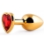 Золотистая анальная пробка с красным стразом-сердечком - 8 см. - Anal Jewelry Plug - купить с доставкой в Кирове