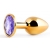Золотистая анальная пробка с фиолетовым стразом - 7,2 см. - Anal Jewelry Plug - купить с доставкой в Кирове