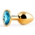 Золотистая анальная пробка с голубым стразом - 7,2 см. - Anal Jewelry Plug - купить с доставкой в Кирове