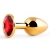 Золотистая анальная пробка с красным стразом - 7,2 см. - Anal Jewelry Plug - купить с доставкой в Кирове