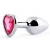 Серебристая анальная пробка с розовым кристаллом-сердечком - 7 см. - Anal Jewelry Plug - купить с доставкой в Кирове