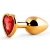 Золотистая анальная пробка с красным стразом-сердечком - 7 см. - Anal Jewelry Plug - купить с доставкой в Кирове