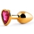 Золотистая анальная пробка с малиновым кристаллом-сердечком - 7 см. - Anal Jewelry Plug - купить с доставкой в Кирове