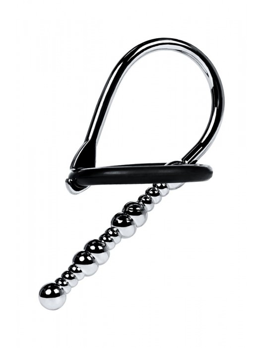 Серебристый уретральный плаг-бусины TOYFA Metal с мягким фиксириющим кольцом - ToyFa - купить с доставкой в Кирове