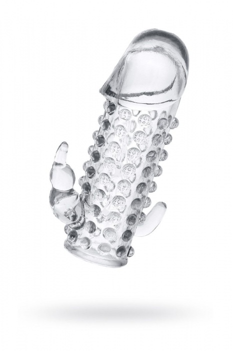 Гелевая прозрачная насадка с 2 отростками - 13 см. - Toyfa Basic - в Кирове купить с доставкой