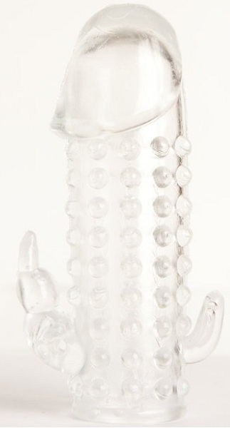 Гелевая прозрачная насадка с 2 отростками - 13 см. - Toyfa Basic - в Кирове купить с доставкой