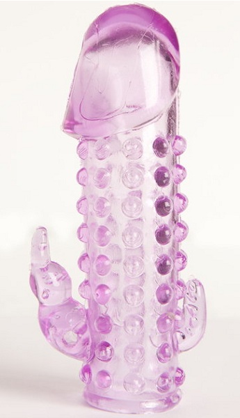 Закрытая фиолетовая насадка с 2 отростками - 13 см. - Toyfa Basic - в Кирове купить с доставкой