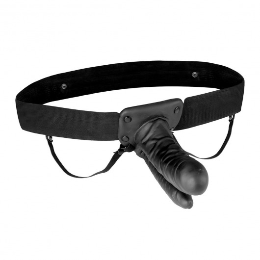 Полый страпон с двумя отростками и вибрацией Unisex Vibrating Hollow Strap-On Double Penetrating Dildo - 17,8 см. - Lux Fetish - купить с доставкой в Кирове