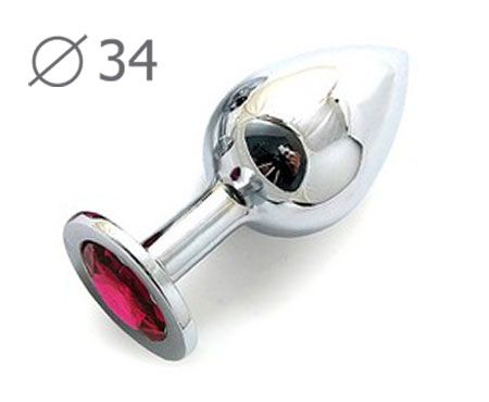 Коническая серебристая анальная втулка с малиновым кристаллом - 8,2 см. - Anal Jewelry Plug - купить с доставкой в Кирове