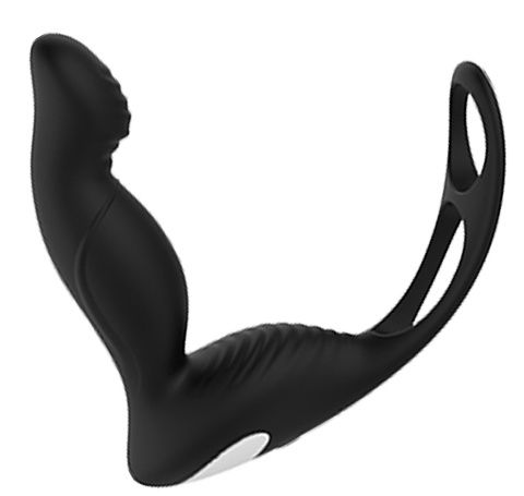 Черный вибромассажер простаты P-PLEASER W ERECTION ENHANCE - Dream Toys - в Кирове купить с доставкой