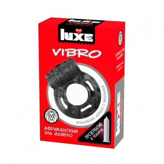 Чёрное эрекционное виброкольцо Luxe VIBRO  Африканский Эль Дьябло  + презерватив - Luxe - в Кирове купить с доставкой