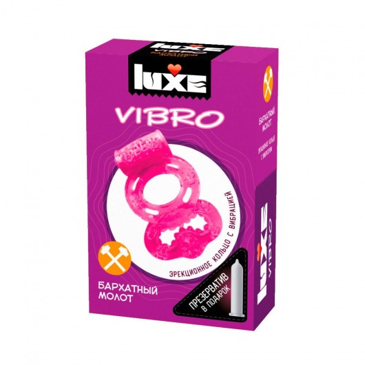 Розовое эрекционное виброкольцо Luxe VIBRO  Бархатный молот  + презерватив - Luxe - в Кирове купить с доставкой