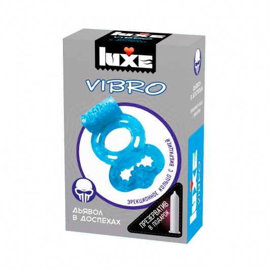 Голубое эрекционное виброкольцо Luxe VIBRO  Дьявол в доспехах  + презерватив - Luxe - в Кирове купить с доставкой