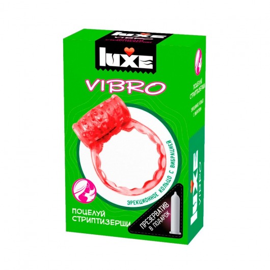 Розовое эрекционное виброкольцо Luxe VIBRO  Поцелуй стриптизёрши  + презерватив - Luxe - в Кирове купить с доставкой