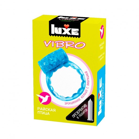 Голубое эрекционное виброкольцо Luxe VIBRO  Райская птица  + презерватив - Luxe - в Кирове купить с доставкой