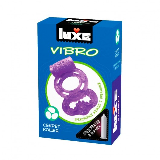Фиолетовое эрекционное виброкольцо Luxe VIBRO  Секрет Кощея  + презерватив - Luxe - в Кирове купить с доставкой