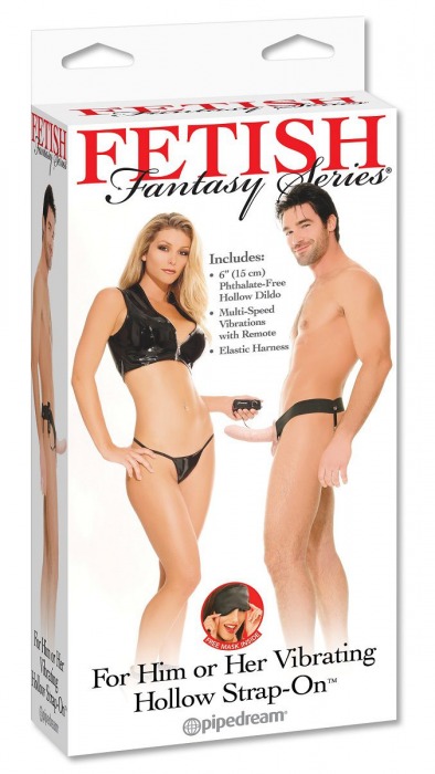 Полый страпон унисекс телесного цвета с вибрацией For Him or Her ​Vibrating Hollow Strap-On - 15 см. - Pipedream - купить с доставкой в Кирове