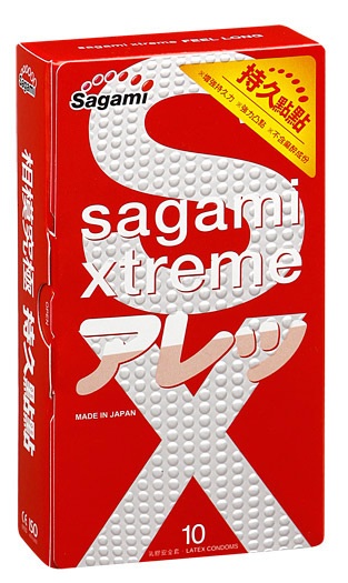Утолщенные презервативы Sagami Xtreme Feel Long с точками - 10 шт. - Sagami - купить с доставкой в Кирове