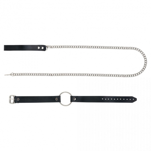 Черный поводок и чокер с кольцом Rada - Rebelts - купить с доставкой в Кирове