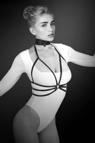 Черная упряжь на грудь Julia - Bijoux Pour Toi - купить с доставкой в Кирове