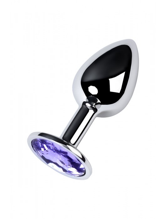 Серебристая конусовидная анальная пробка с фиолетовым кристаллом - 7 см. - ToyFa - купить с доставкой в Кирове