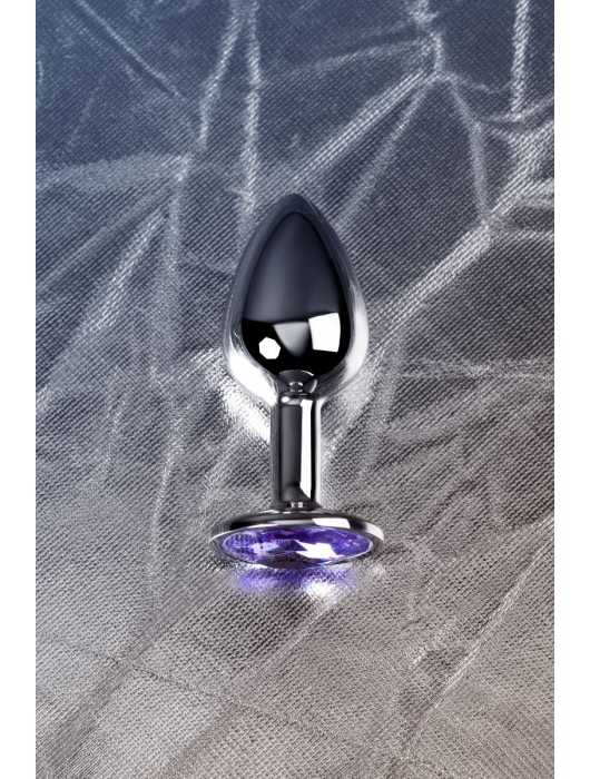 Серебристая конусовидная анальная пробка с фиолетовым кристаллом - 7 см. - ToyFa - купить с доставкой в Кирове