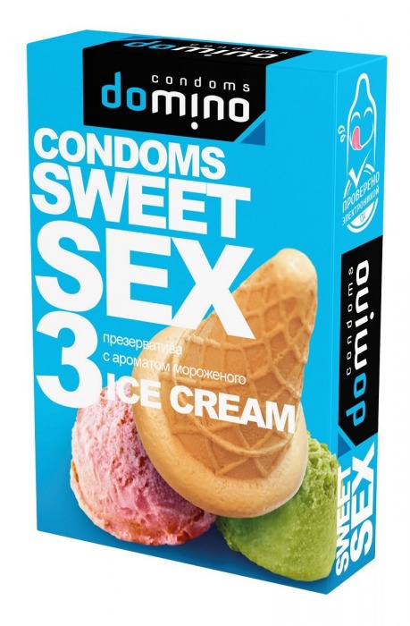 Презервативы для орального секса DOMINO Sweet Sex с ароматом мороженого - 3 шт. - Domino - купить с доставкой в Кирове