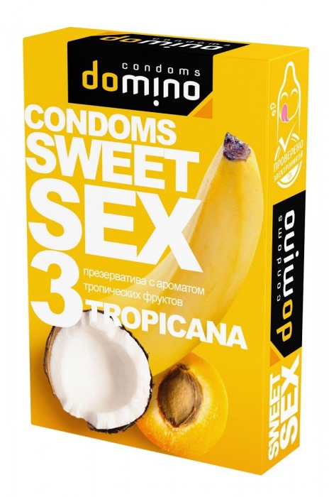 Презервативы для орального секса DOMINO Sweet Sex с ароматом тропических фруктов - 3 шт. - Domino - купить с доставкой в Кирове