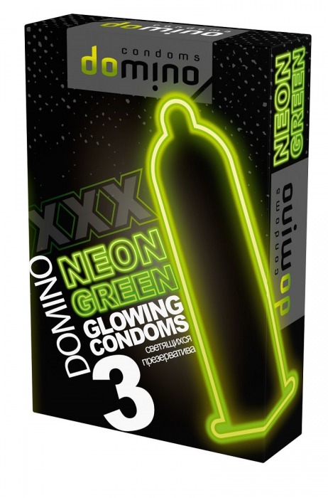 Презервативы DOMINO Neon Green со светящимся в темноте кончиком - 3 шт. - Domino - купить с доставкой в Кирове