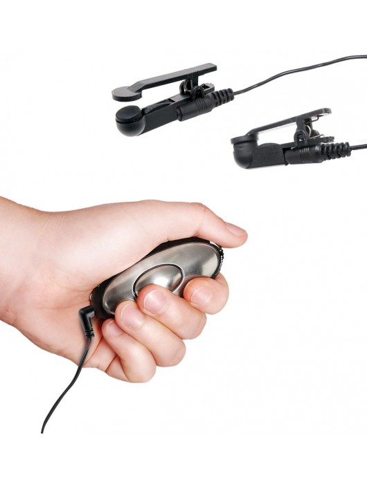 Черные электрические зажимы для сосков Shock Therapy Nipple Clamps - Pipedream - купить с доставкой в Кирове