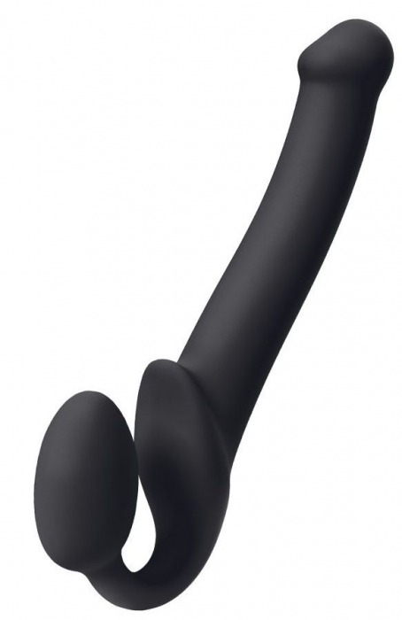 Черный безремневой страпон Silicone Bendable Strap-On M - Strap-on-me - купить с доставкой в Кирове