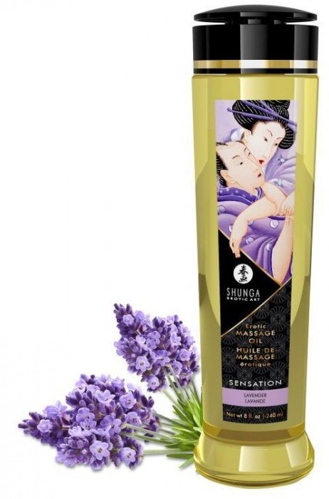 Массажное масло с ароматом лаванды Sensation - 240 мл. - Shunga - купить с доставкой в Кирове