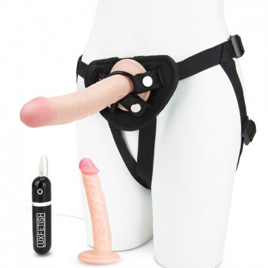 Регулируемые трусики с 2 насадками - 16 и 15 см. - Lux Fetish - купить с доставкой в Кирове