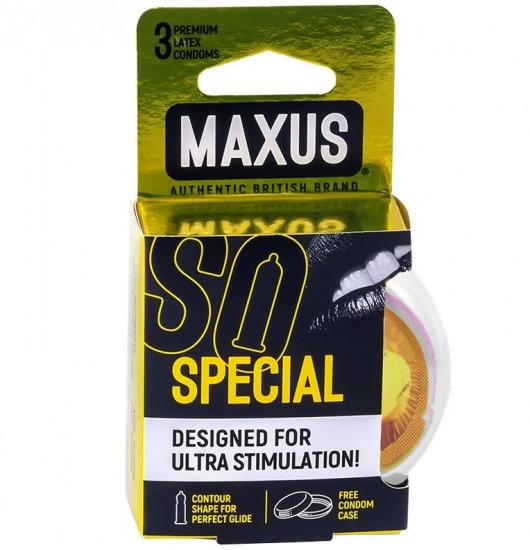 Презервативы с точками и рёбрами в пластиковом кейсе MAXUS Special - 3 шт. - Maxus - купить с доставкой в Кирове