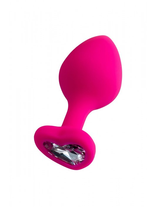 Розовая анальная втулка Diamond Heart с прозрачным кристаллом - 8 см. - ToyFa - купить с доставкой в Кирове