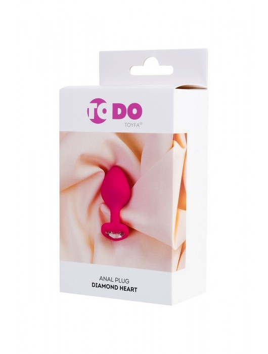 Розовая анальная втулка Diamond Heart с прозрачным кристаллом - 8 см. - ToyFa - купить с доставкой в Кирове