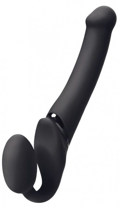 Черный безремневой вибрострапон Silicone Bendable Strap-On M - Strap-on-me - купить с доставкой в Кирове
