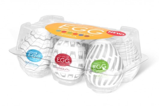 Набор из 6 мастурбаторов Tenga EGG Easy Beat с различным рельефом - Tenga - в Кирове купить с доставкой