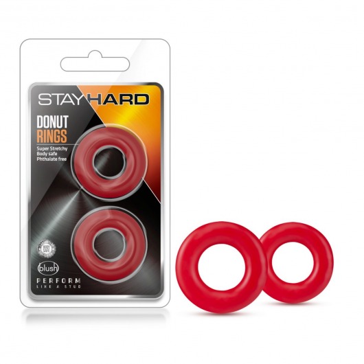 Набор из 2 красных эрекционных колец Stay Hard Donut Rings - Blush Novelties - в Кирове купить с доставкой