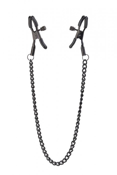 Черные зажимы на соски на цепочке BLAZE DELUXE NIPPLE CLAMPS - Dream Toys - купить с доставкой в Кирове
