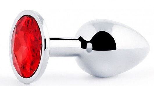 Серебристая анальная пробка с красным стразом - 7,2 см. - Anal Jewelry Plug - купить с доставкой в Кирове