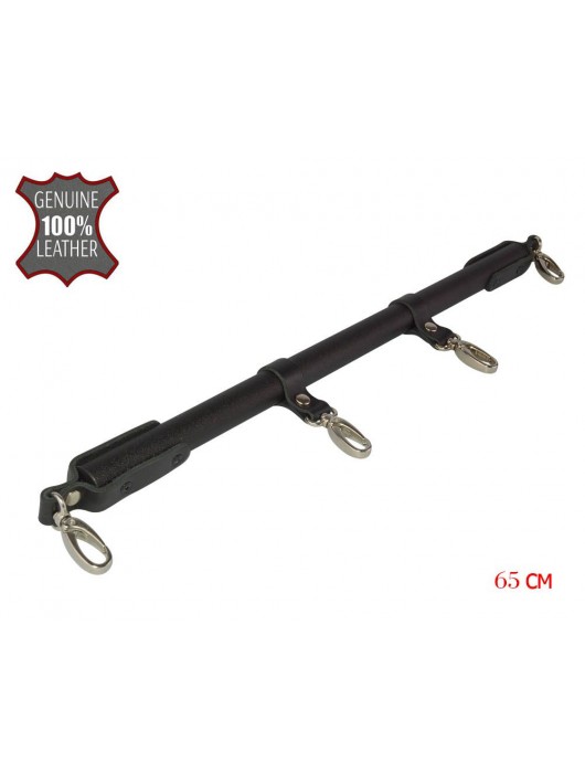 Черная металлическая распорка с кожаными ремешками и карабинами - 65 см. - Sitabella - купить с доставкой в Кирове
